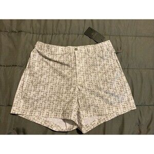 VRST Men's 5” Resort Short Print White/Silver Stamped Geo Size M NWT